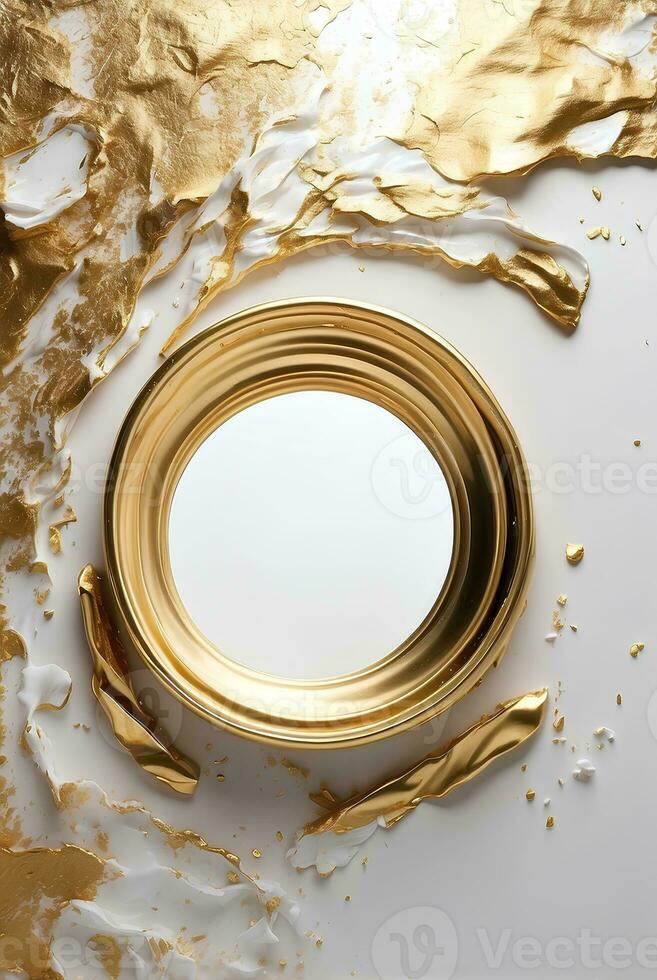 Luxus Weiß und Gold Hintergrund mit Raum im das Mitte. foto