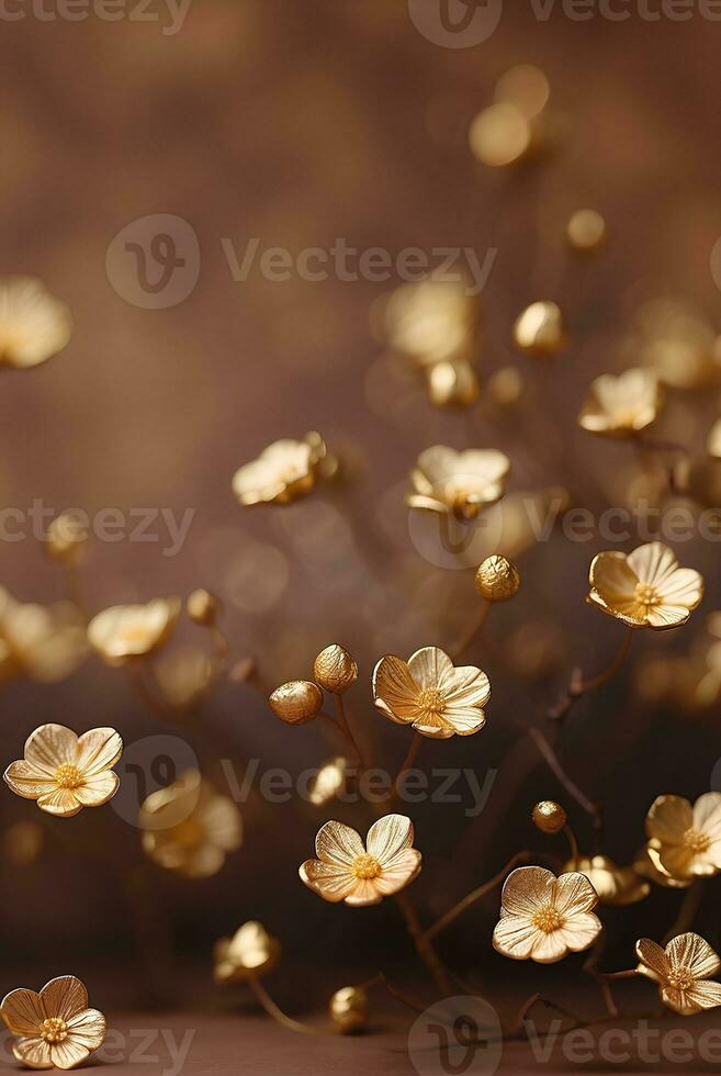 ein cremig Gold Blumen mit verschwommen braun Hintergrund. foto