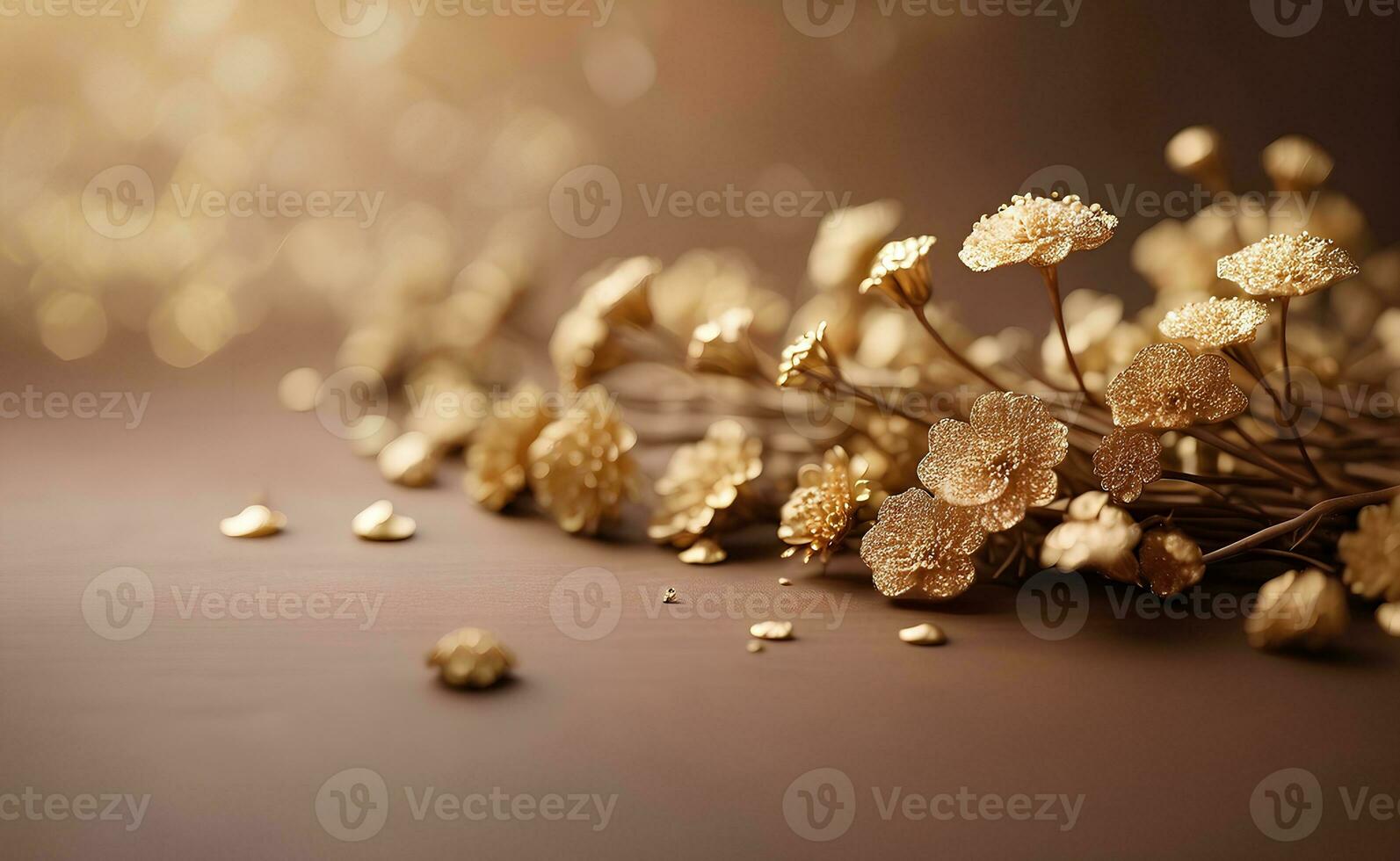 ein cremig Gold Blumen mit verschwommen braun Hintergrund. foto