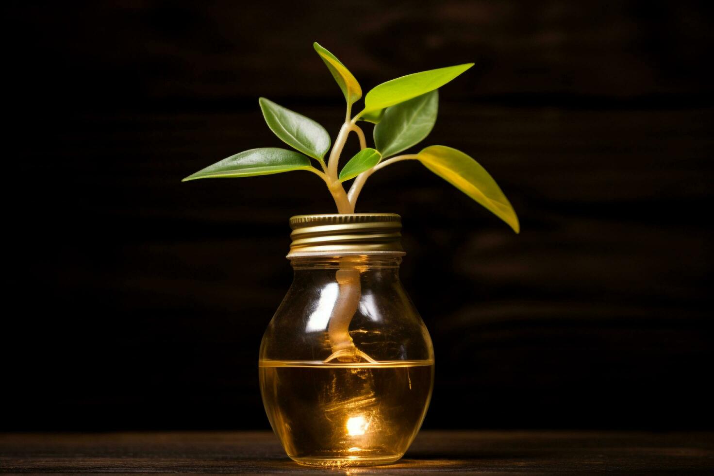 ein Pflanze im ein Glas Krug auf ein Tisch, generativ ai foto