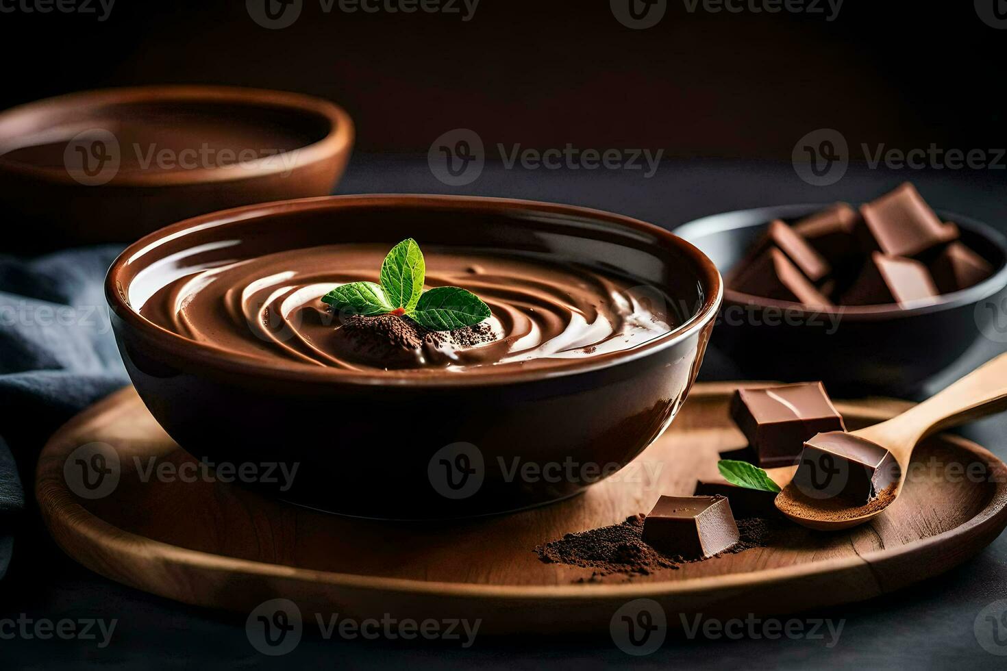 Schokolade Pudding im ein Schüssel. KI-generiert foto