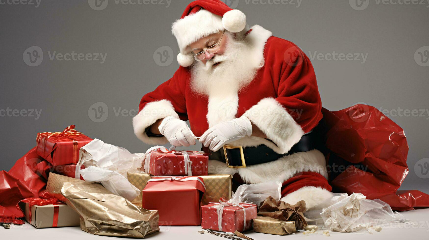 ai generativ Santa Verpackung und liefern das Geschenk foto