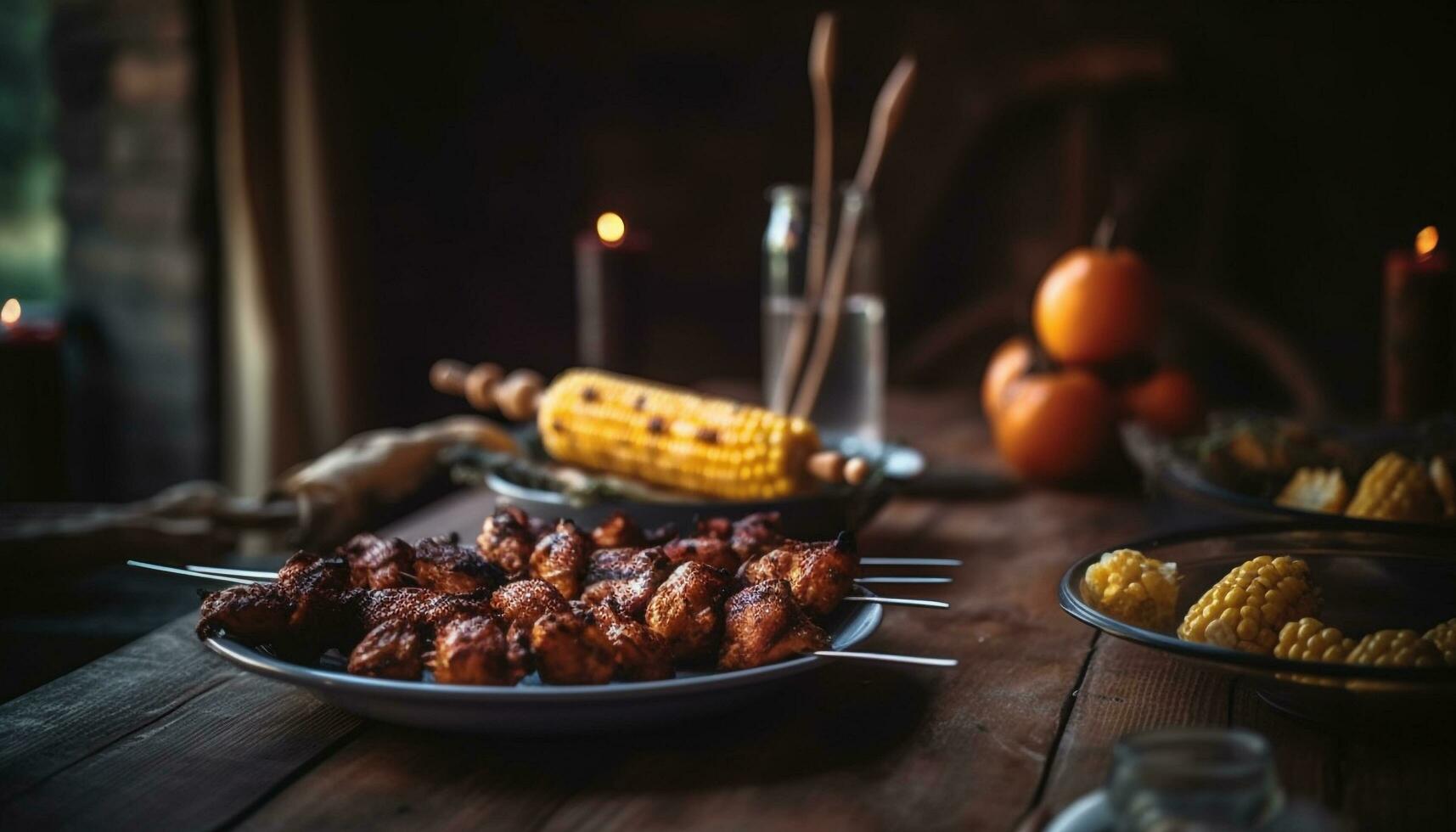 ai generiert ein Gourmet Mexikaner Mahlzeit mit gegrillt Fleisch, frisch Gemüse, und Soße generiert durch ai foto