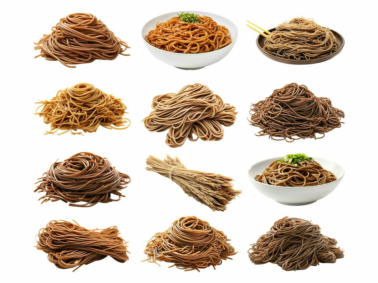 ai generiert Soba Sammlung isoliert auf Weiß Hintergrund foto