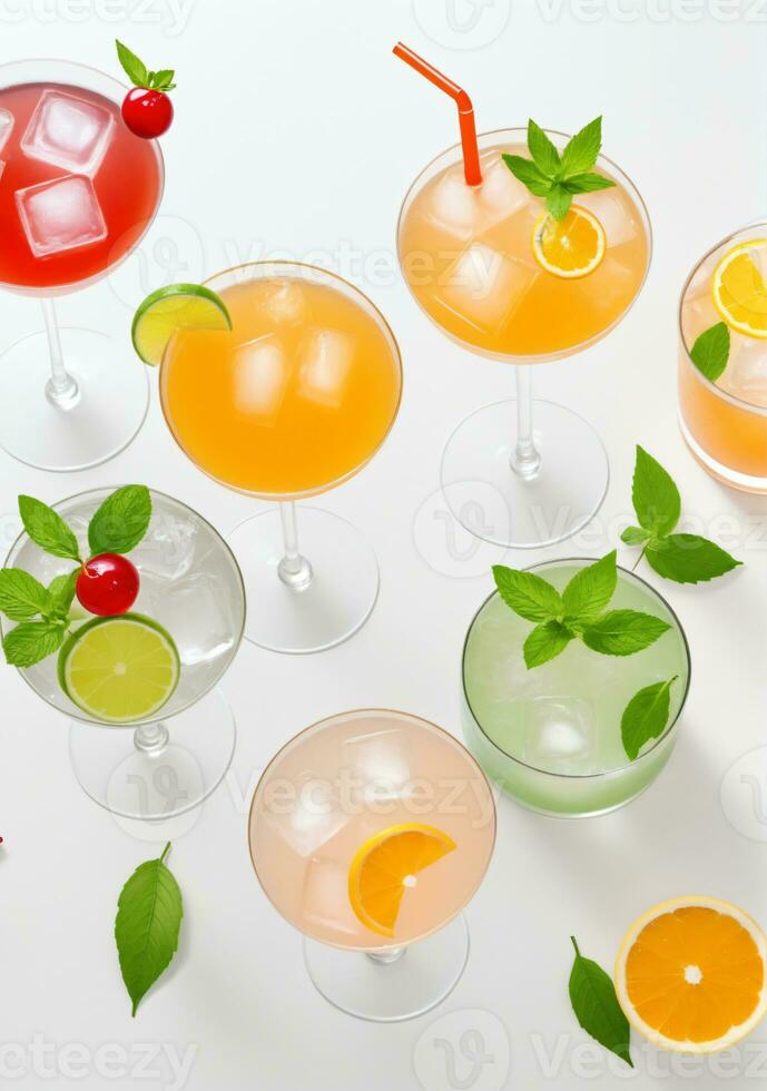 ai generiert frisch Cocktails isoliert auf ein Weiß Hintergrund. ai generiert foto