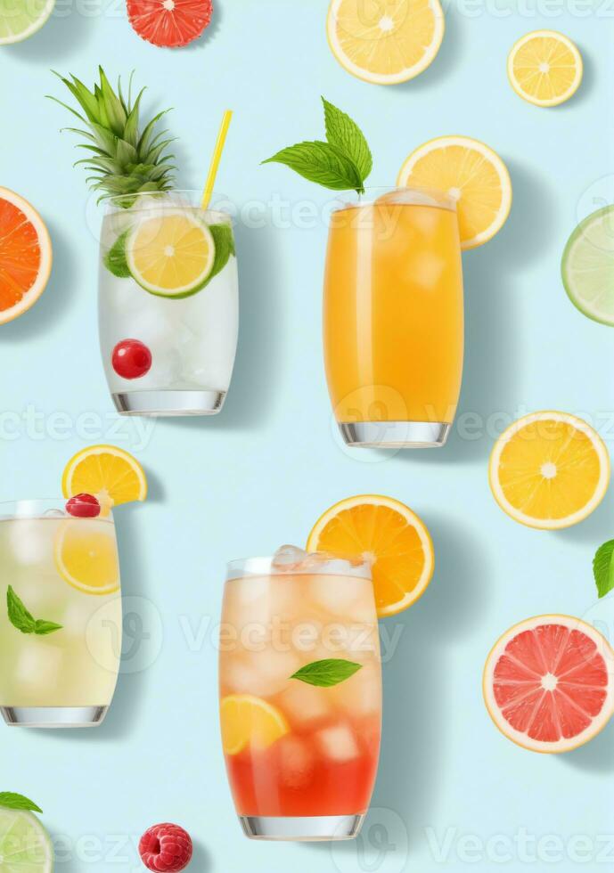 ai generiert erfrischend Sommer- Getränke isoliert auf ein Weiß Hintergrund. ai generiert foto