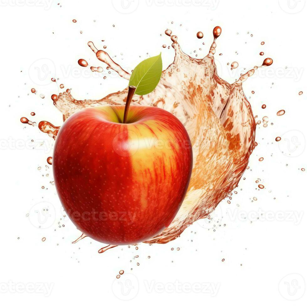Apfel rot Spritzen Hintergrund Weiß Hintergrund. generativ ai foto