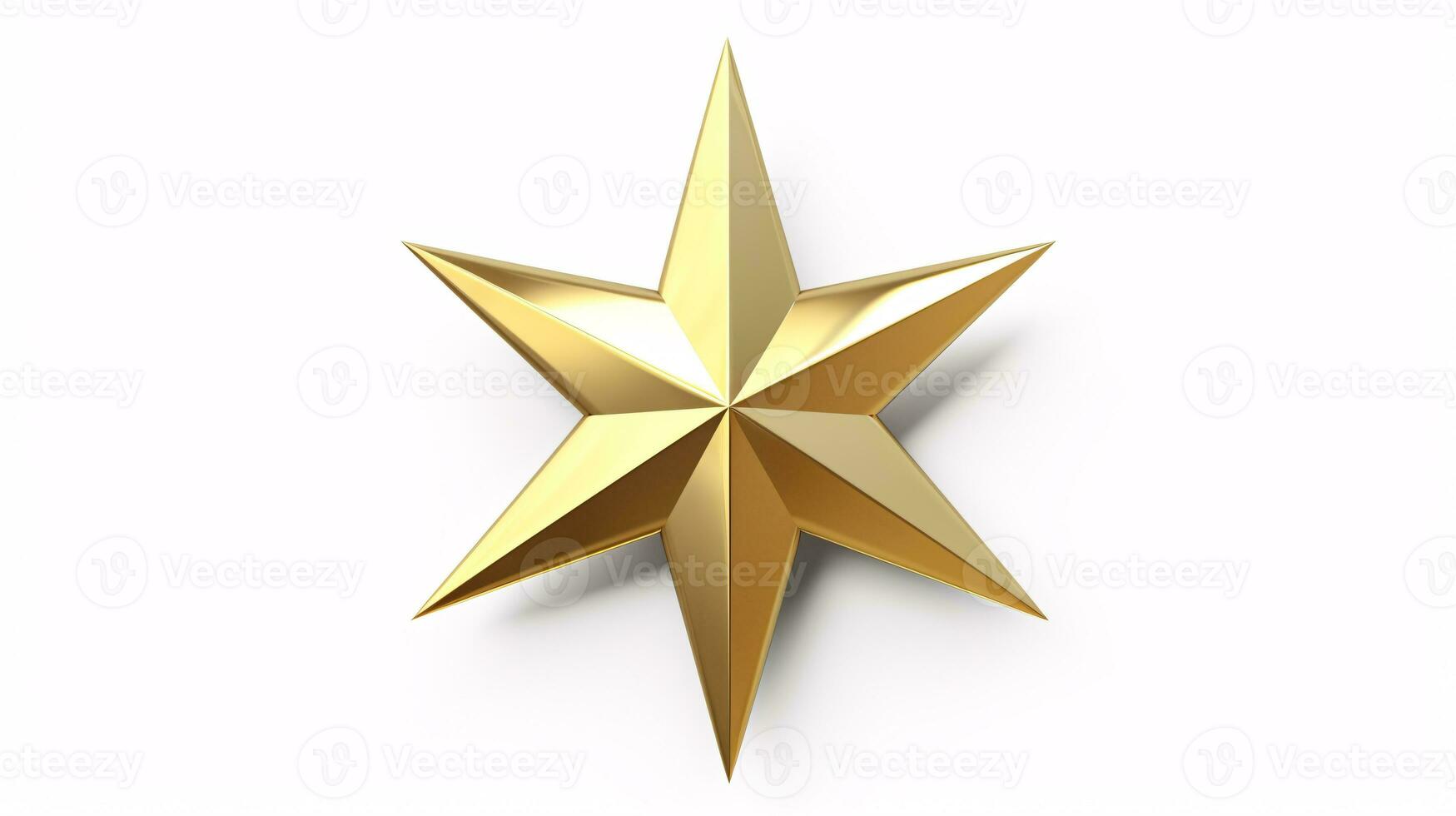 ein glühend, vergoldet Star steht aus gegen ein einfach Weiß Hintergrund. foto
