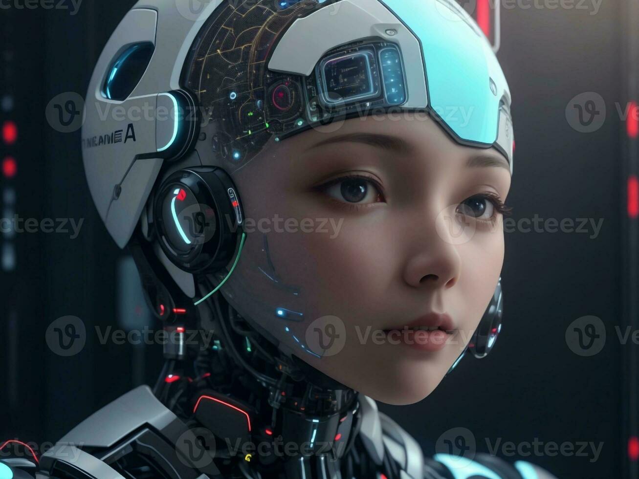 ai generiert ai Ethik Frau Roboter Gesicht Nächster Generation foto