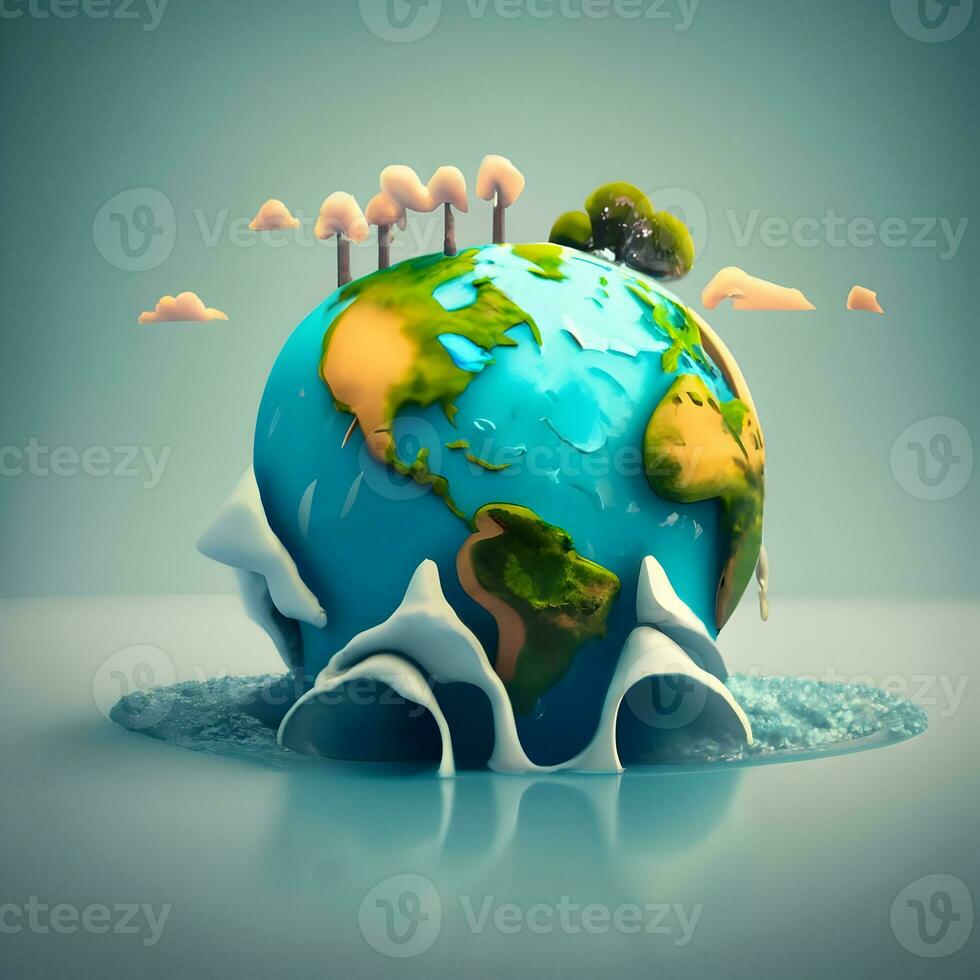 ai generiert Klima Veränderung Erde im Achtung Erde Bild foto