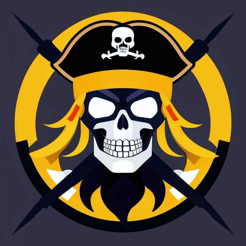 ai generiert Pirat Symbol Benutzerbild Spieler Clip Kunst Aufkleber Dekoration einfach Hintergrund foto