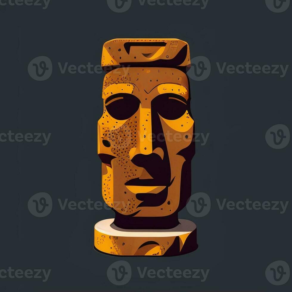 ai generiert Moai Statue Stein Kopf Benutzerbild Spieler Clip Kunst Aufkleber Dekoration einfach Hintergrund kulturell foto