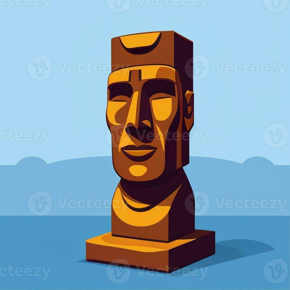 ai generiert Moai Statue Stein Kopf Benutzerbild Spieler Clip Kunst Aufkleber Dekoration einfach Hintergrund kulturell foto