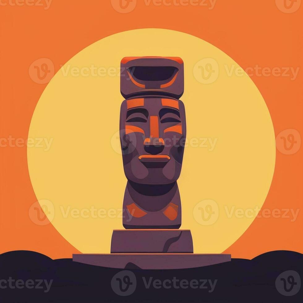 ai generiert Moai Statue Stein Kopf Benutzerbild Spieler Clip Kunst Aufkleber Dekoration einfach Hintergrund kulturell foto