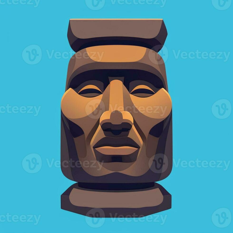 ai generiert Moai Statue Stein Kopf Benutzerbild Spieler Clip Kunst Aufkleber Dekoration einfach Hintergrund kulturell foto