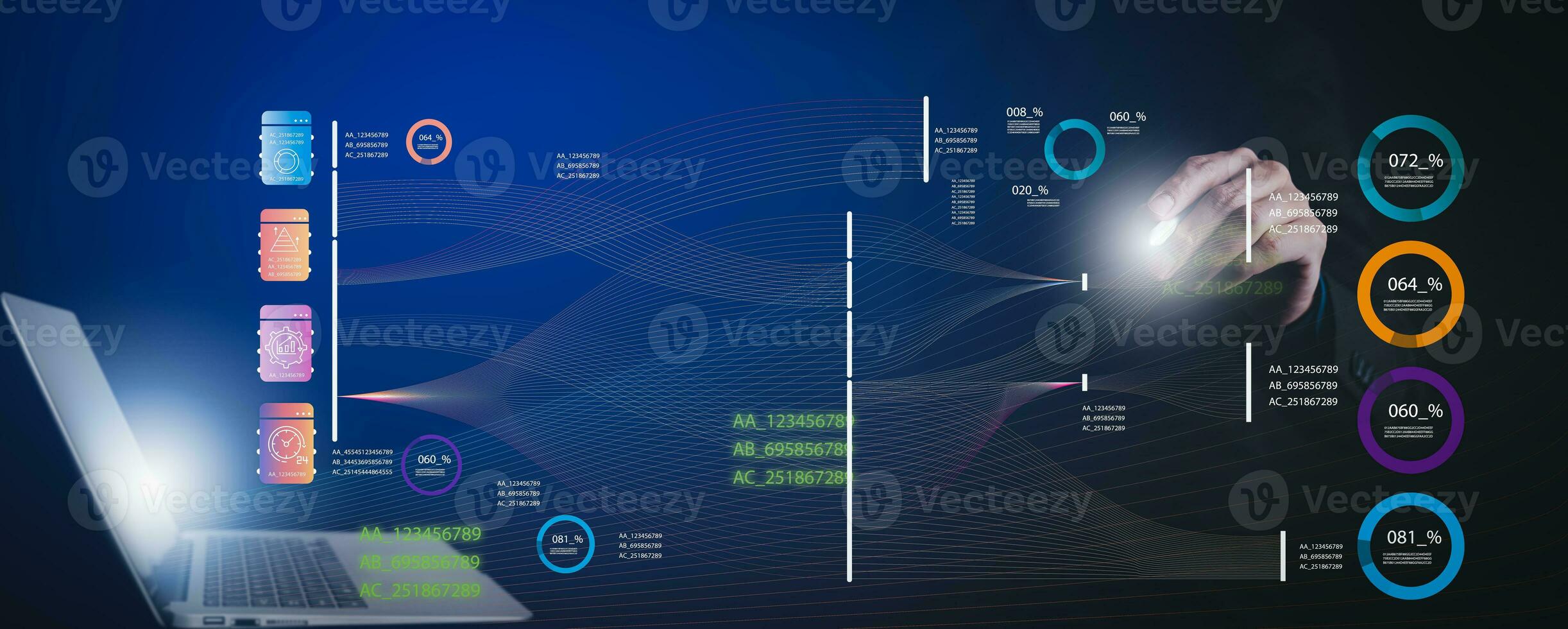 Analytik und Daten Verwaltung Systeme. Geschäft Analytik und Daten Verwaltung Systeme zu machen Berichte mit kpi und Metriken in Verbindung gebracht zu das Datenbank zum Technologie Finanzen foto