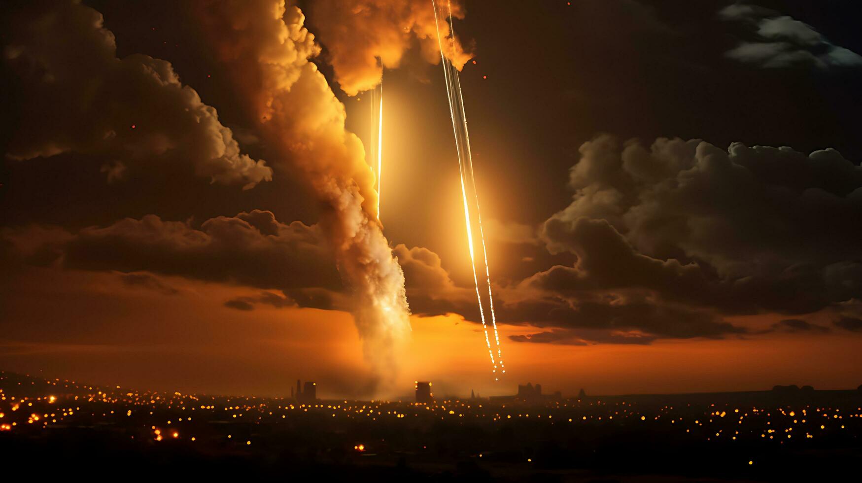 ai generativ Erkundung Rakete Rakete Attacke Krieg Hintergrund foto
