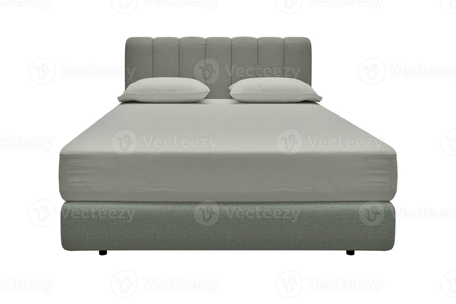 grau Bett mit Matratze isoliert auf Weiß Hintergrund. foto