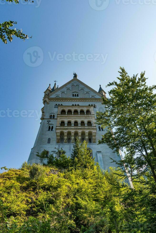 Unterseite Aussicht auf das neuschwanstein Schloss zwischen das Bäume foto