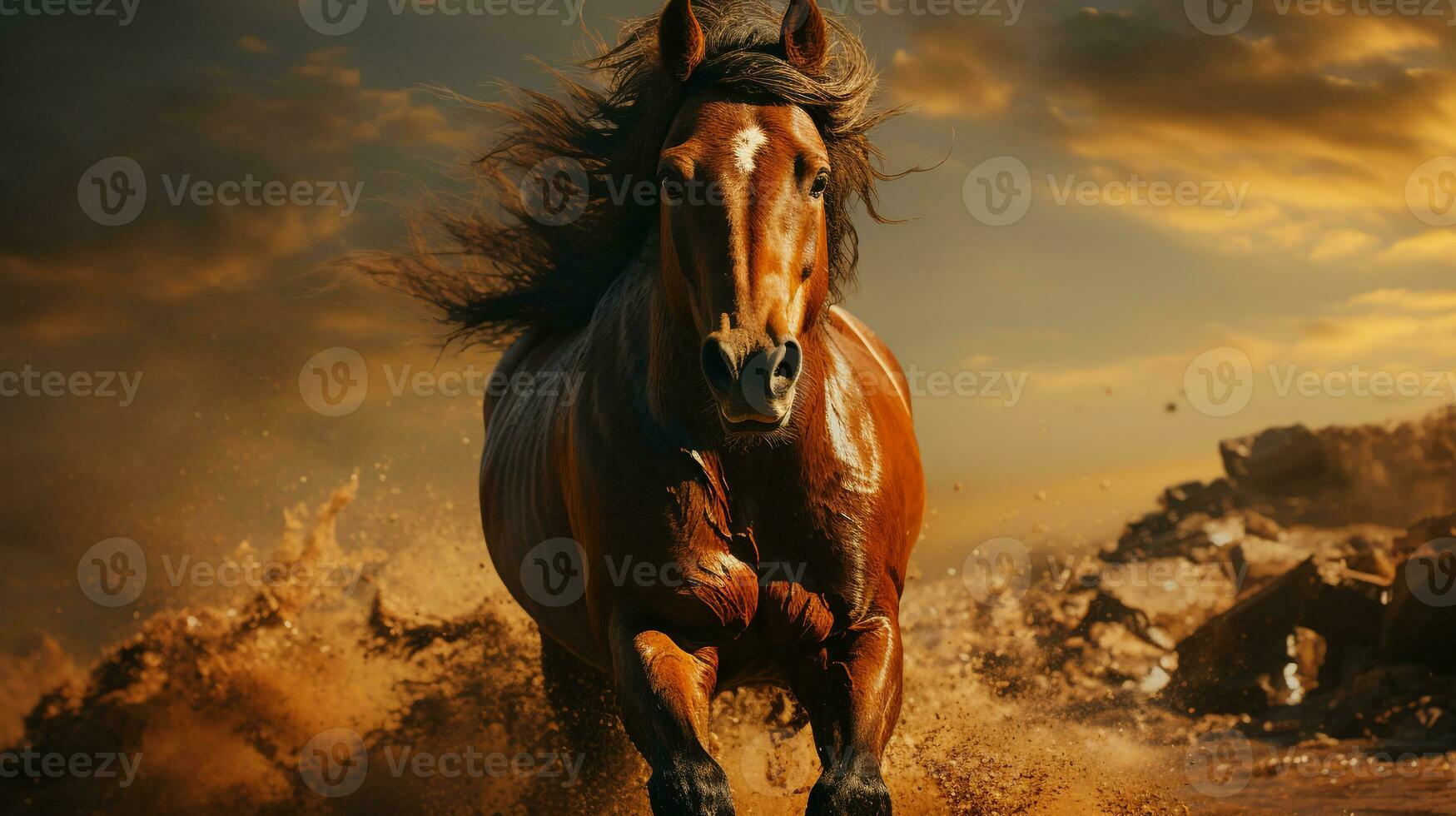 ai generiert Laufen Pferd Hintergrund foto