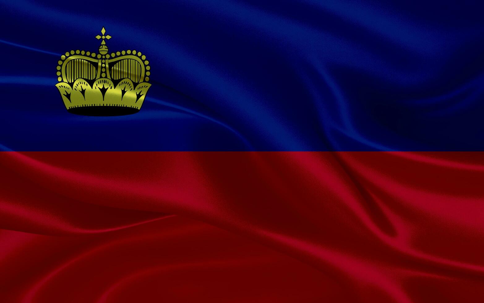 3d winken realistisch Seide National Flagge von Liechtenstein. glücklich National Tag Liechtenstein Flagge Hintergrund. schließen oben foto
