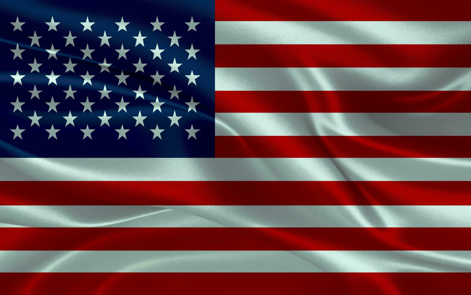 3d winken realistisch Seide National Flagge von vereinigt Zustände USA. glücklich National Tag vereinigt Zustände USA Flagge Hintergrund. schließen oben foto