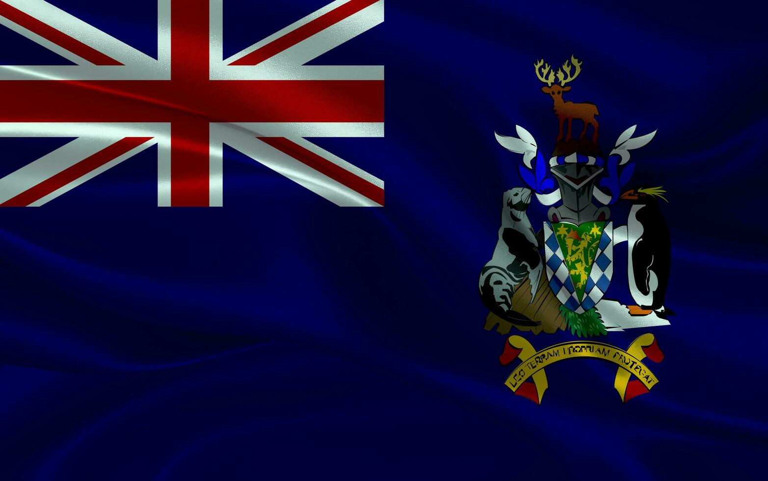 3d winken realistisch Seide National Flagge von Süd Georgia und das Süd Sandwich Inseln foto