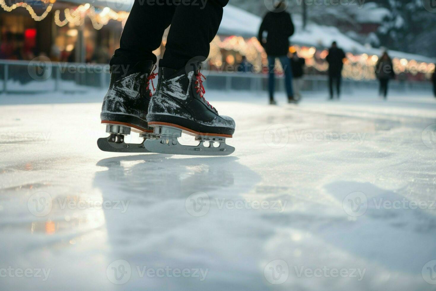 ai generiert festlich Eis Skaten ein Winter Freude Das erfasst das Weihnachten Geist ai generiert foto