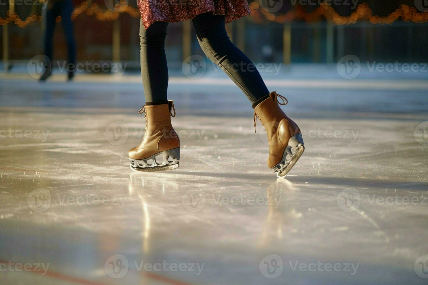 ai generiert festlich Eis Skaten ein Winter Freude Das erfasst das Weihnachten Geist ai generiert foto