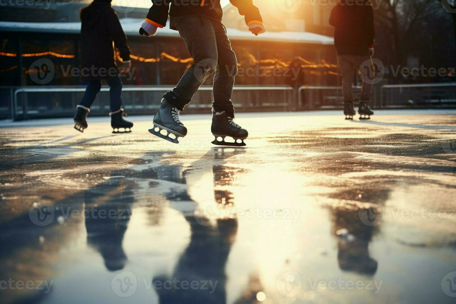 ai generiert festlich Eis Skaten ein Winter Freude Das erfasst das Weihnachten Geist ai generiert foto