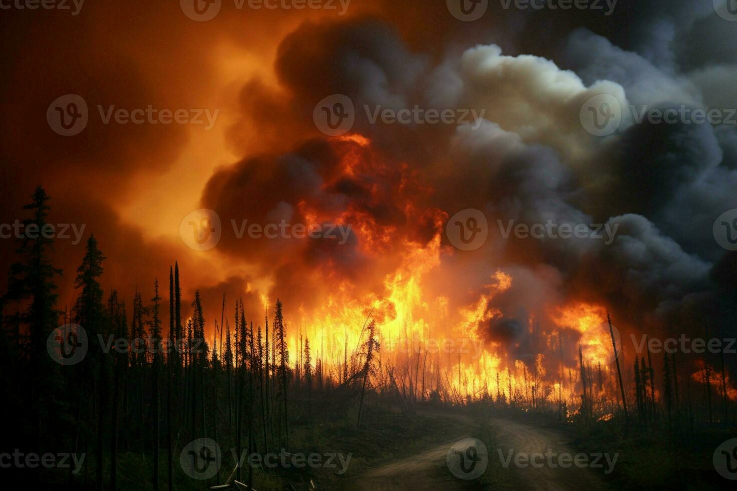 Lauffeuer Wald Feuer verschlingt Wald Feuer Spreads wild ai generiert foto