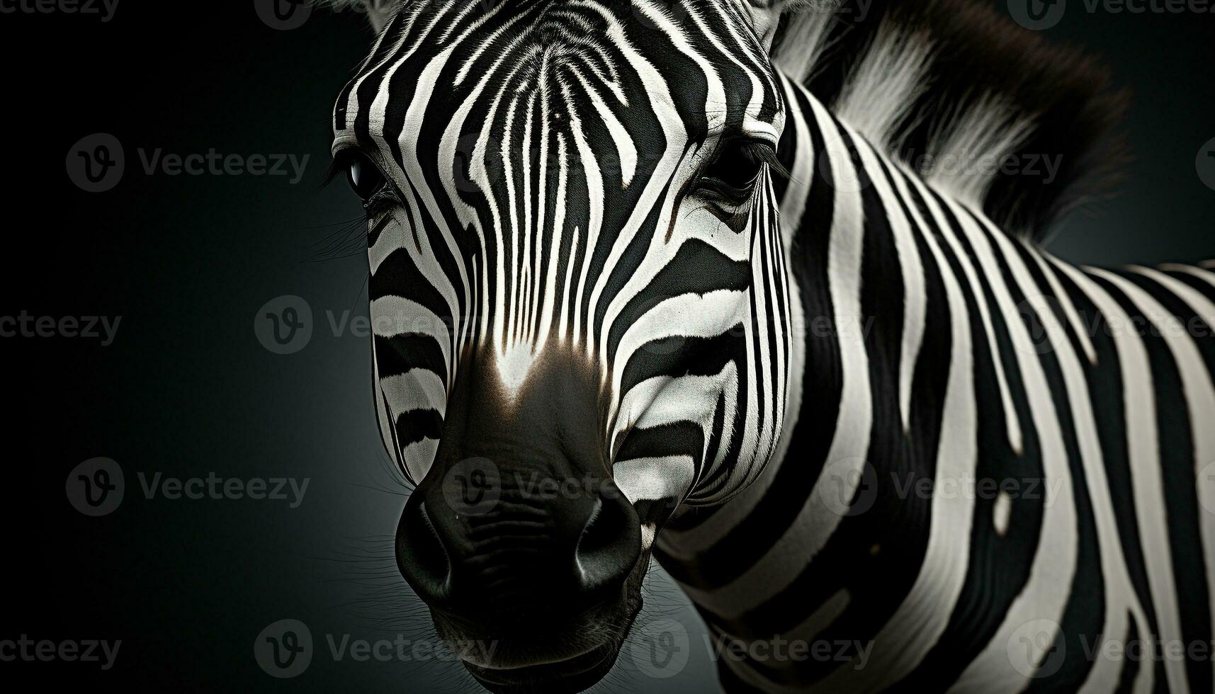 ai generiert gestreift Zebra im Afrika, ein einfarbig Schönheit im Natur generiert durch ai foto