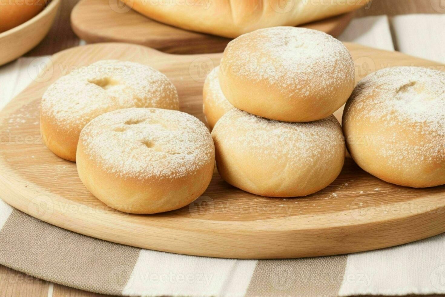 ai generiert frisch gebacken Brot Rollen. Profi Foto