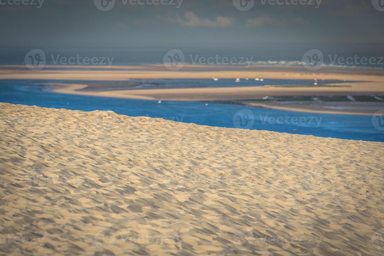 Aussicht von das höchste Düne im Europa - - Düne von Pyla Pilat, Arcachon Bucht, Aquitanien, Frankreich foto