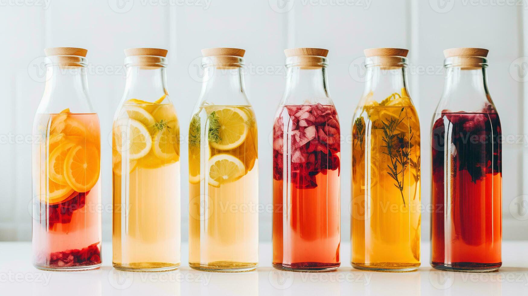 ai generiert generativ ai, hausgemacht fermentiert Kombucha trinken, gesund Tee, natürlich probiotisch mit ...-Geschmack trinken foto