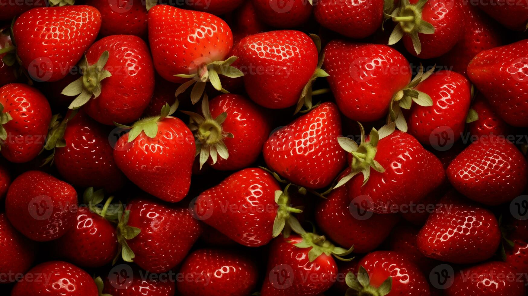 ai generiert oben Aussicht von frisch Erdbeeren wie ein Hintergrund foto