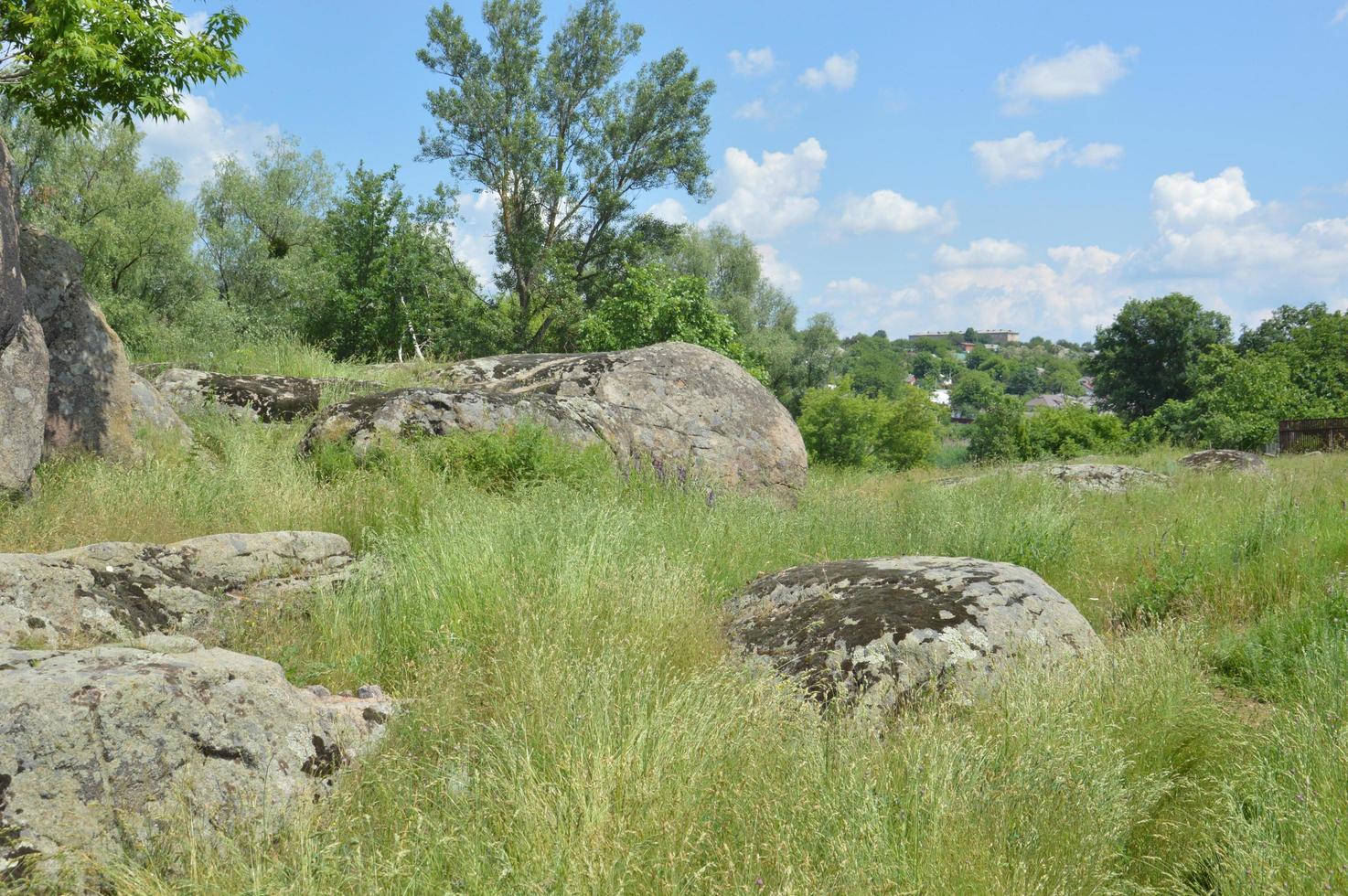 alte große Steine im Feld foto