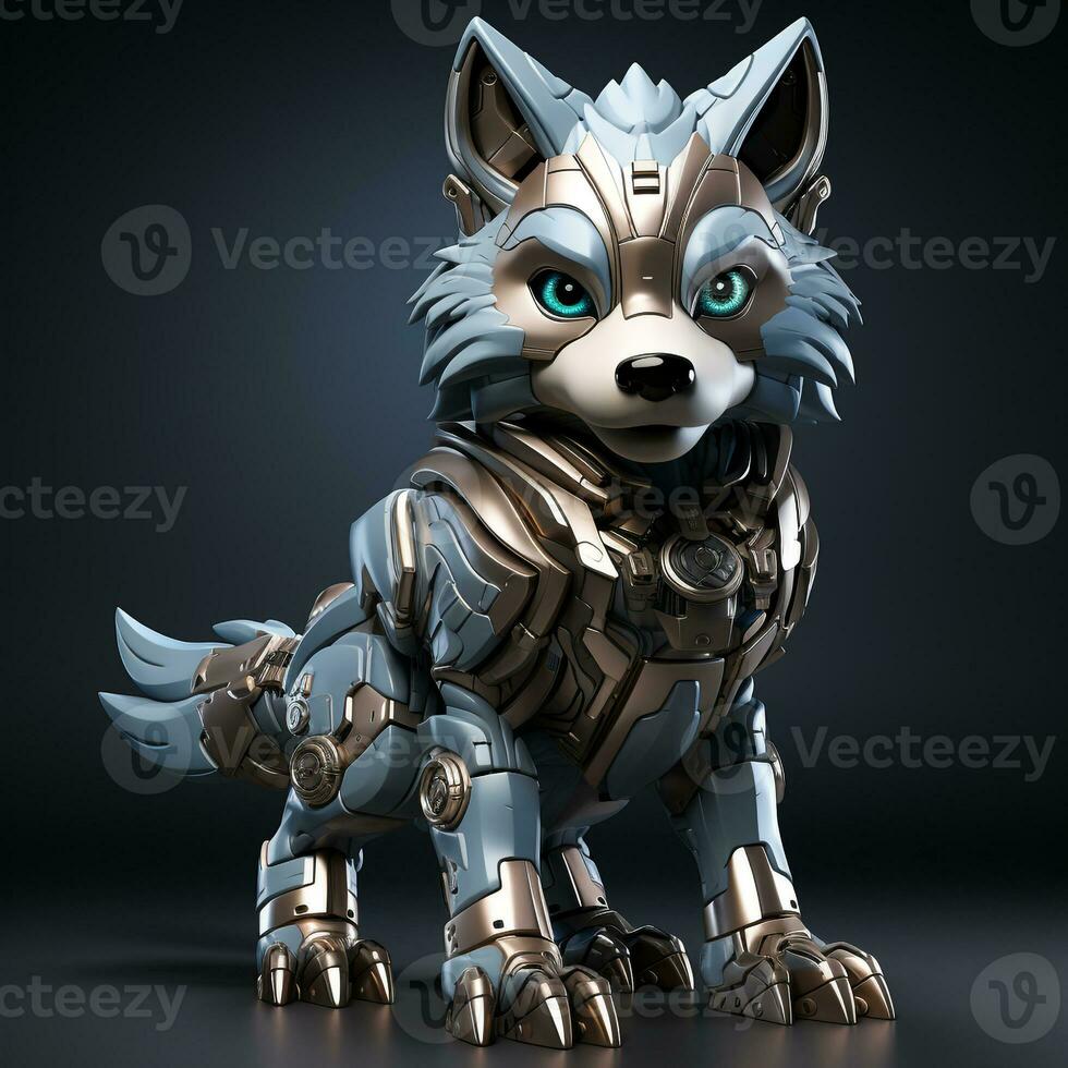 ai generiert 3d Karikatur Wolf Roboter foto