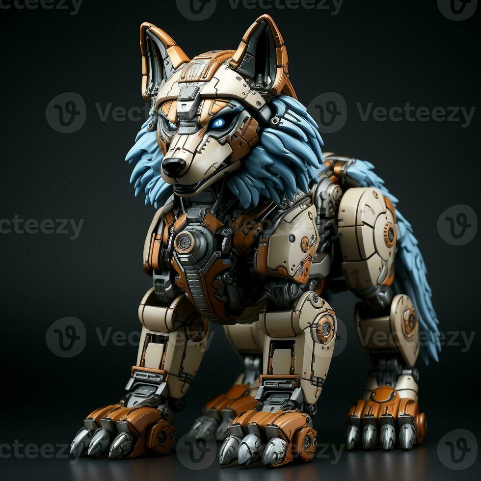 ai generiert 3d Karikatur Wolf Roboter foto