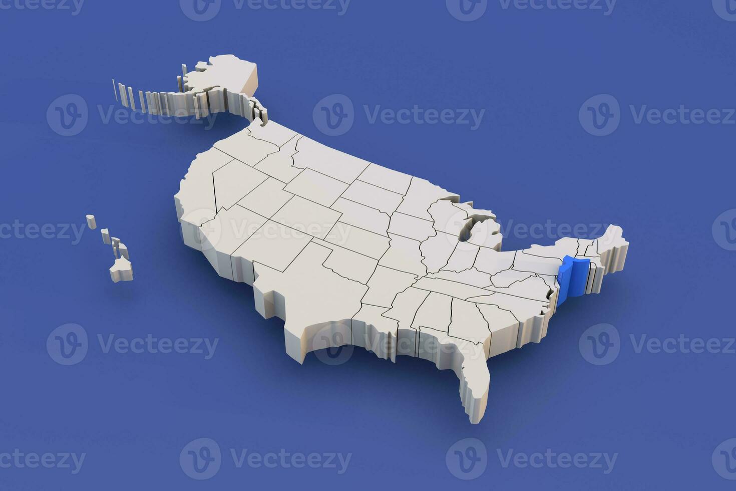 Neu Jersey Zustand von USA Karte mit Weiß Zustände ein 3d vereinigt Zustände von Amerika Karte foto