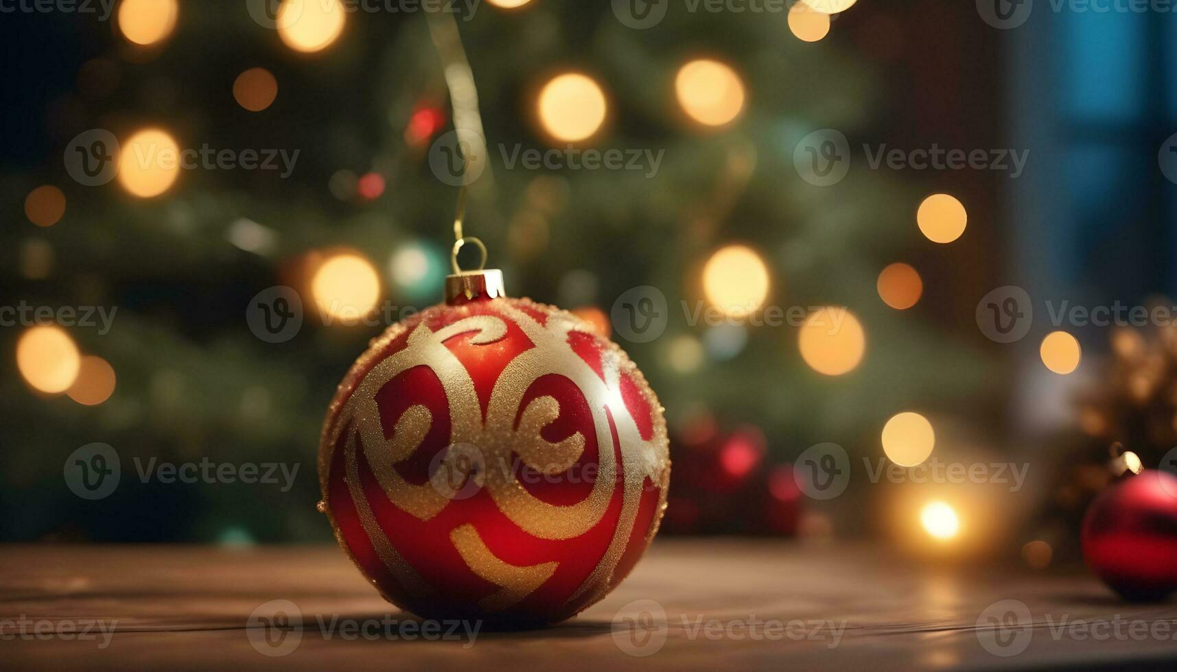 ai generiert Weihnachten Geschenke auf das Fußboden in der Nähe von ein Weihnachten Baum foto