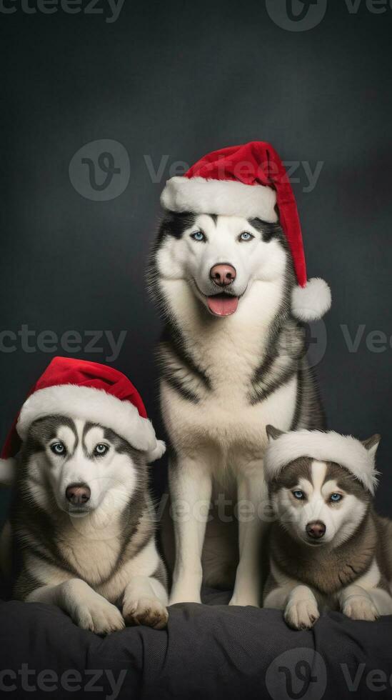 ai generiert süß Hund Hündchen mit Weihnachten Geschenk Kisten Konzept Foto Poster fröhlich Geschenk rot Neu Jahr