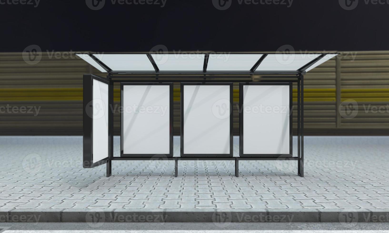 Bushaltestelle Bushaltestelle Mockup 3D-Darstellung foto