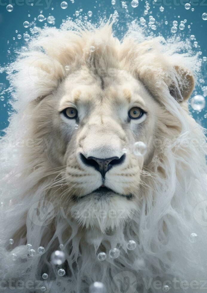 ai generiert Säugetier Natur Pelz Raubtier König Porträt katzenartig Tier Tierwelt männlich Kopf Katze Afrika foto