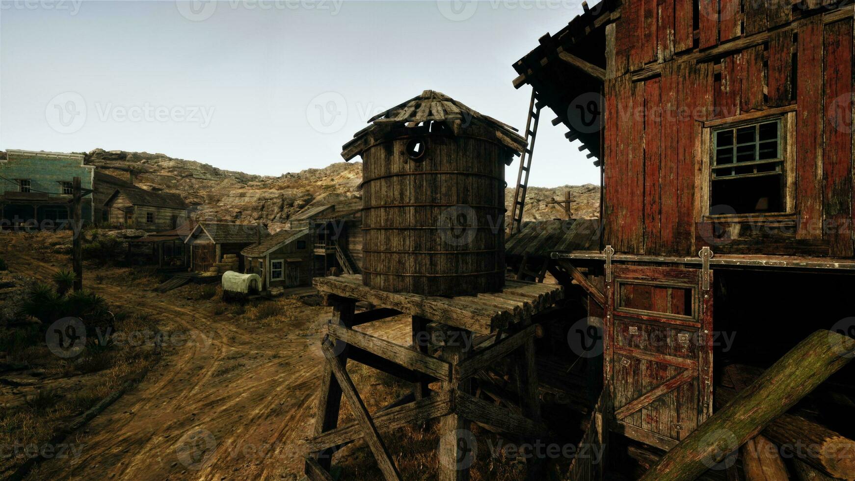 ein verlassen hölzern Gebäude im ein ländlich Landschaft foto