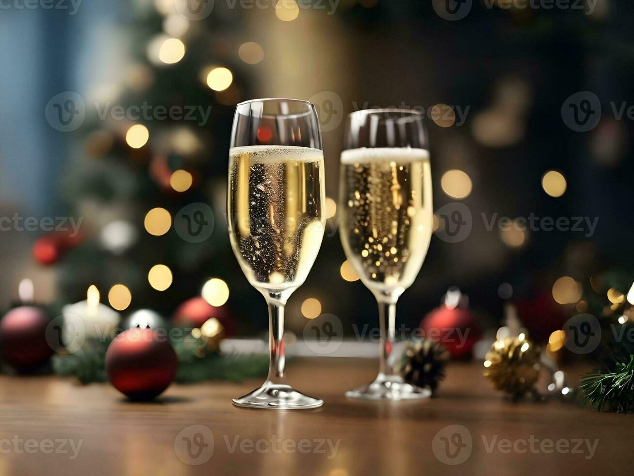 ai generiert Champagner Brille beim Weihnachten Party foto