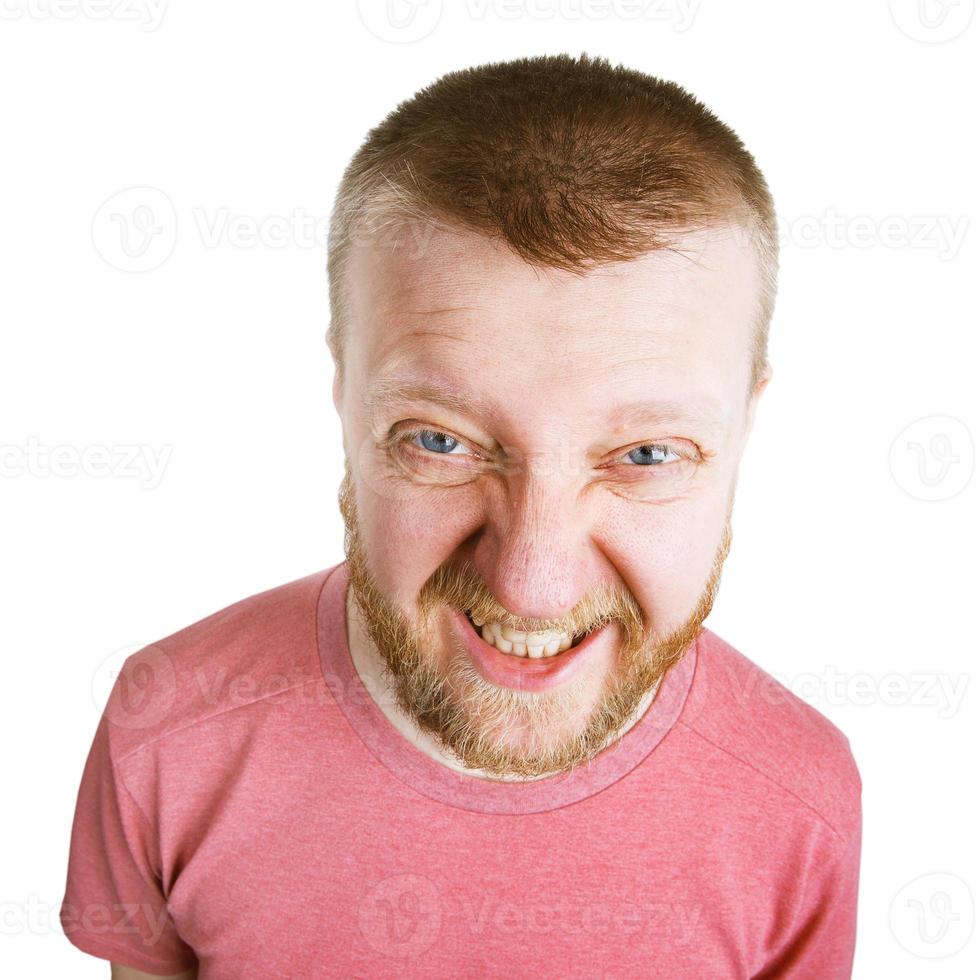 wütender genervter Mann in einem rosa Hemd foto
