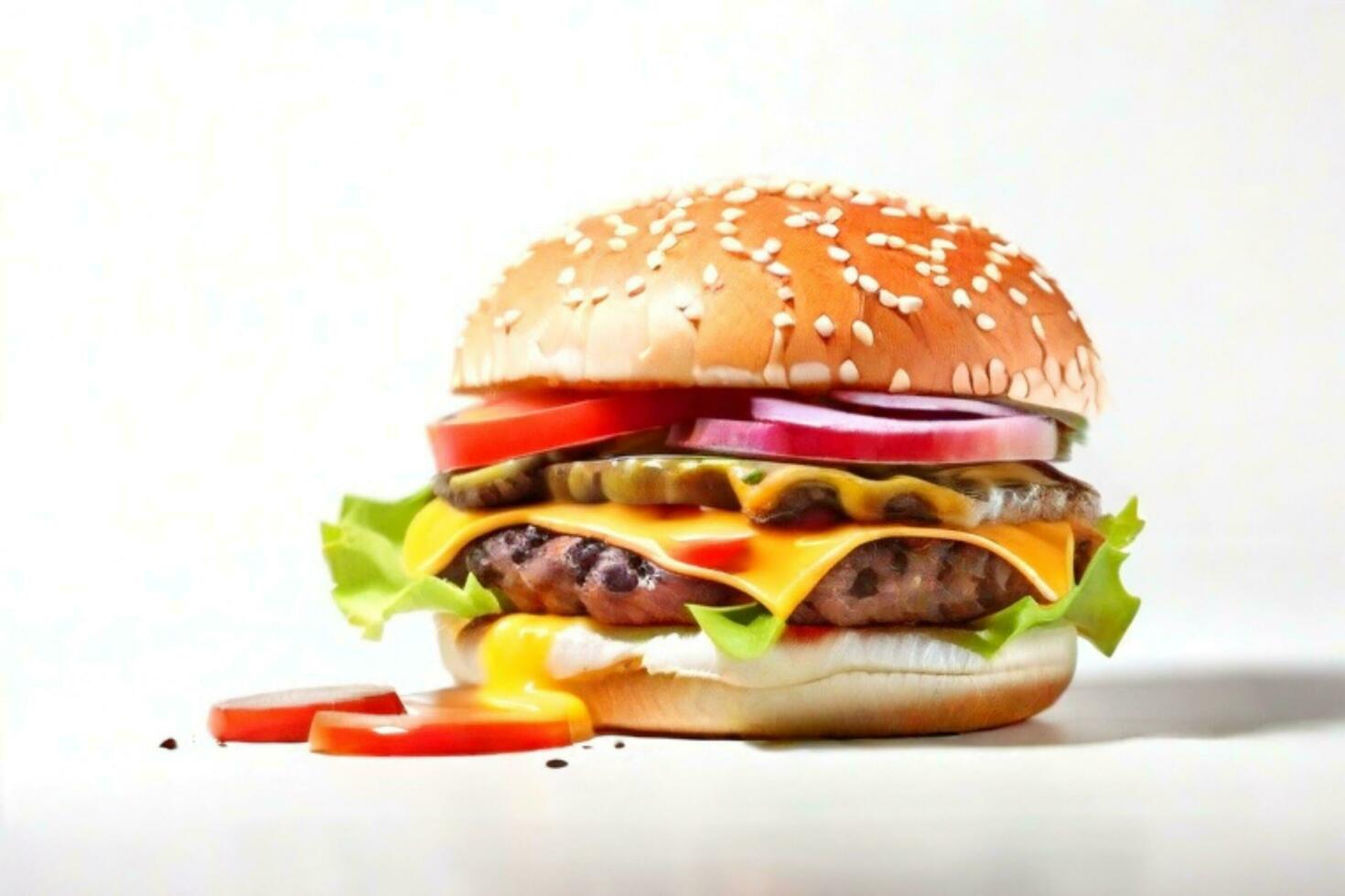 ai generiert frisch Burger isoliert auf Weiß Hintergrund. ai generiert foto