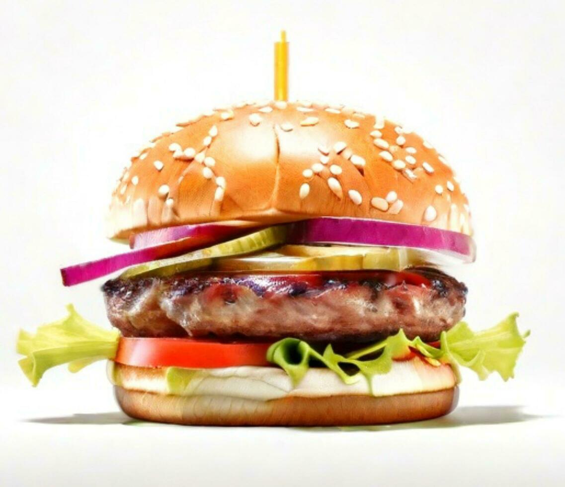 ai generiert frisch Burger isoliert auf Weiß Hintergrund. ai generiert foto