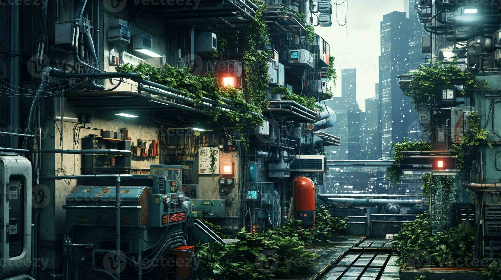 ai generiert generativ ai, futuristisch japanisch Stadt im Cyberpunk Stil, Metaverse asiatisch Stadt, retro Futurismus foto